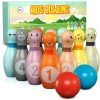 Pink Papaya Spiel Kegelspiel für Kinder Kids Bowling Set, Familienspiel, Indoor & Outdoor, Robust und liebvevoll gestaltet