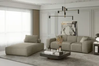 Sofa Set 2-teilig Sezlong und Sofa 3-Sitzer CELES in Stoff Scala Truffle