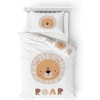 MTOnlinehandel Babybettwäsche Little Lion 100x135 + 40x60 cm in Biber, Löwe & Regenbogen, Tiere, 100% Baumwolle, 2 teilig, soft und kuschelweich für Babys und Kleinkinder