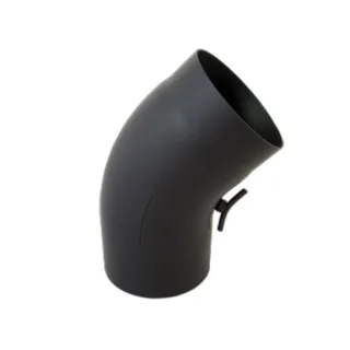 Bertrams Bogen 05BG45-150T 45°, Ø 150 x 2 mm, glattgezogen, mit Tür, schwarz