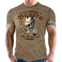 LOBO NEGRO® Trachtenshirt für Trachten Bayern Fans im Used Vintage Retro Look - Des samma mia