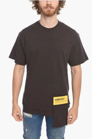Baumwoll-T-Shirt mit Rundhalsausschnitt und Taillentasche