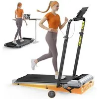 Laresar Laufband 12% Steigung, 6-in-1 zum Gehen und Laufen 0,75-2,5 PS Faltbares, mit höhenverstellbarer Armlehne LED-Display Indoor-Heimtrainer
