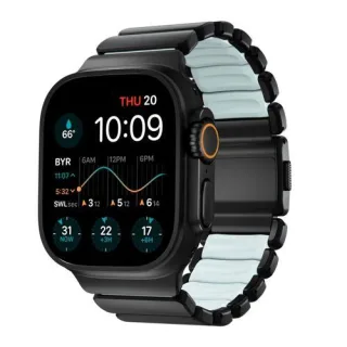 Nomad Stratos Band Titanium Black 49mm Icy Blue Glow