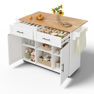 Oxeza Kücheninsel, Weiß, Holz, Mode, Küche mit Insel,Rechteckig, 145x94.5x70 cm, Küchen, Küchenmöbel, Kücheninseln