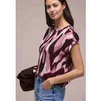 STREET ONE Druckbluse mit Alloverprint, aus Viskose-Webmaterial, Kurzarm