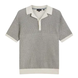 Ted Baker Gregry Polohemd Aus Naturfarbenem Strick Mit Kleinen Stichen