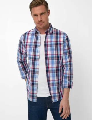 Brax Herren Karohemd Style DANIEL magenta, Rot, Gr. XXXL