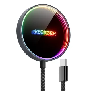ESSAGER ES-WC17 15W Magnetic Wireless Charger Fast Magnetic Wireless Charger Pad with RGB Light for iphone 17 17Pro 16 P