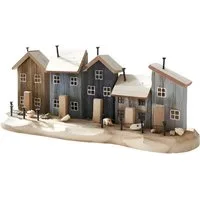 Dekoleidenschaft Dekofigur "Strandpromenade" aus Holz, Häuser mit Muscheln, Steinen und Sand, maritme Sommerdeko, Dekoobjekt, Holzdeko, Holzhäuschen, Haus, Häuser