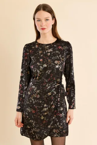 molly bracken - Kleid in Wickeloptik lila/rot/schwarz - Gr. - XS