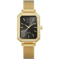 S&T Design Quarzuhr Damen Uhr Diamant Mesh Armbanduhr Edelstahl Damenuhr Rechteckig Frauen S/T FEMME, (Packung, 1-tlg., Mit Mesh Armband und Armbandkürzer), 5 ATM Wasserdicht Japanisches Uhrwerk Rechteckig Mesh Armband