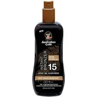 Australian Gold Sonnenschutzcreme Spray SPF 15 + Bronzer 100ml, Karamellbronzer, zieht schnell ein