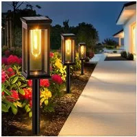 Fyrove LED Solarleuchte Solarlampen, Solarlampen für Außen Garten, Metall Solar Gartenleuchten für Außen Garten Draußen Balkon, IP65 Wasserdicht Solarlaterne für Auße