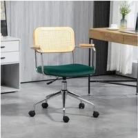 HOMCOM Bürostuhl Höhenverstellbar Drehstuhl, Computerstuhl mit Samtoptik (Schreibtischstuhl, 1 St), für Büro, Wohnzimmer, Grün