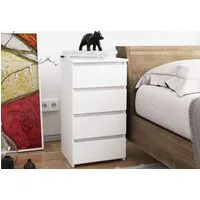 Home Collective Kommode 40 cm breit Holz Highboard Sideboard für Flur Schlafzimmer Wohnzimmer (Mehrzweckschrank Schrank schmal Kommode Schlafzimmer mit Schubladen), Kinderzimmer Organizer, 73 cm hoch mit 4 Schubladen weiß