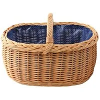 YULKA Einkaufskorb Weidenkorb BAGI BLAU 2 Flechtkorb mit folierter Stoffeinlage, 48 l, ökologisches Weidengeflecht, stilvoll und praktisch