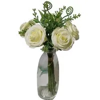 Kunstblume Kunstblume Rosenstrauß in Vase Flora, HTI-Living, Höhe 20 cm, Tischschmuck Dekoration