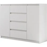 Beautysofa Kommode LEMON mit 4 Schubladen und 2 Türen (Kugelgelagerte Schubladenführungen, Weiß Modernes Sideboard), Breite: 120 cm oder 140 cm