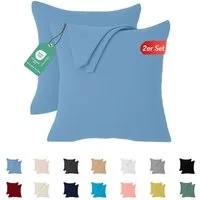 livessa Kissenbezug 2er Set Kissenbezug Kissenhülle Baumwolle Jersey Reißverschluss weich, %100 Baumwolle Jersey Stoff 140 g/m², Ultra Weich und Atmungsaktiv