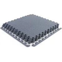 RAMROXX Bodenschutzmatte Riffelblech Puzzle Sportmatte Grau 61x61cm 10mm 4 Stück