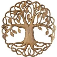 Oriental Galerie Holzbild Mandala Lebensbaum Wandbild Holz Natur 30 cm, Lebensbaum (1 St), Dekoration zum aufhängen, Schnitzerei, Tree of life