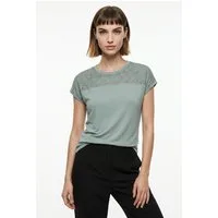 ONLY CARMAKOMA Spitzenshirt CARFLAKE LIFE S/S MIX TOP JRS NOOS Viskose, regular fit