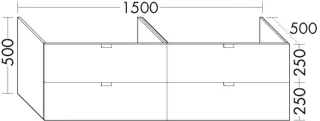 Burgbad Waschtischunterschrank rc40 System PG2 500x1500x500 Anthrazit Hochglanz, WWSO150F4004 WWSO150F4004