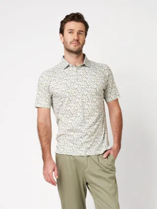 DESOTO - Casual Polo Kent 1/2 green blue reed - Gr. - L