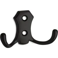 SO-TECH® Garderobenhaken LENA, Lochabstand 20 mm, zwei Größen, Metall massiv, Schwarz, Höhe 48 mm, 2-fach, inkl. Schrauben