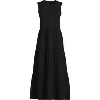 Flammgarn-Maxikleid aus reiner Baumwolle, Damen,  Schwarz, Baumwolle, by Lands' End
