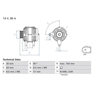 Bosch Lichtmaschine 90A Seat Ibiza Skoda Fabia VW Polo 0986084750