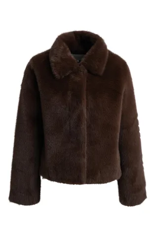 Milano Italy - cozy collared jacket with clean front closure 1/1 sleeve choco - Gr. - 36