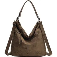 ITALYSHOP24 Schultertasche Damen Tasche Samt Shopper Hobo-Bag Umhängetasche Wildleder-Optik Reise, Crossbody Henkeltasche Beuteltasche Handtasche Velours CrossOver