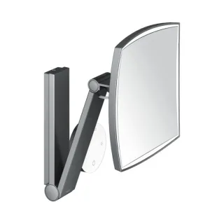 Keuco iLook_move Kosmetikspiegel 17613139002 5-fach Vergrößerung, 200x200mm, beleuchtet, mit Glasbedienfeld, schwarzchrom gebürstet
