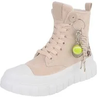Ital-Design Damen Schnürboot mit Plattformsohle und Zieranhänger Sneakerboots (92078665) Keilabsatz/Wedge Sneakers High in Beige