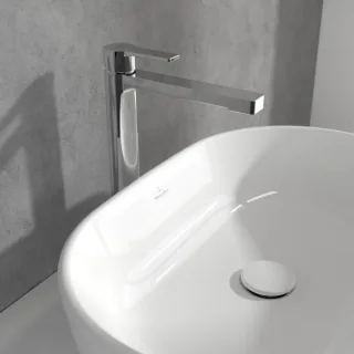 Villeroy und Boch Architectura Waschtischarmatur TVW10300500061 erhöht, mit Push-Open-Ablaufgarnitur, chrom