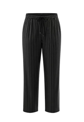 FRANK WALDER - Hosen IVORY NOIR mit gestreifter Optik ecru/schwarz - Gr. - 38