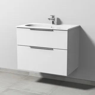 Sanipa 3way Waschtischunterbau zu Geberit Acanto Slim Waschtisch mit 2 Auszügen, Weiß-Soft UM41143