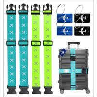 Travelfreund® Koffergurt 4er Kofferband & 4er Koffer Anhänger Set farbig - zum reisen, (Packung, 4-tlg., Kofferband Set), Mit Kofferanhänger