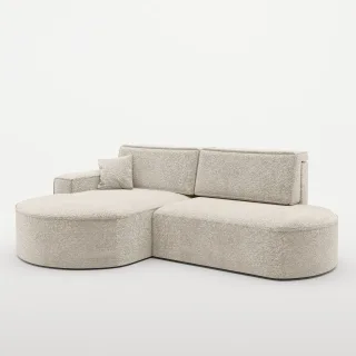 Ecksofa Schlafsofa Sofa VENEDIG Stoff Arena Creme Ottomane Links