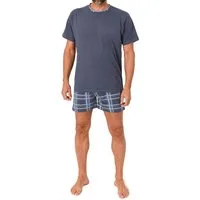 Normann Pyjama Normann Herren kurzarm Schlafanzug Shorty mit Karohose aus Jersey