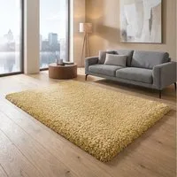TaCa Home Langflor-Teppich Shaggy Teppich Langflor, rechteckig, Höhe: 60 mm, Schlafzimmer Kinderzimmer Wohnzimmer Esszimmer, gold - 65 x 130 cm