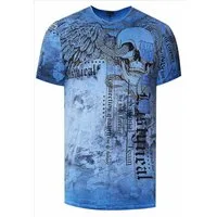 Rusty Neal T-Shirt Biker T-Shirt Verwaschen mit Skull Print