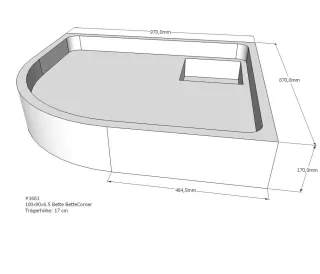 Neuesbad Wannenträger für Bette Corner 100x90x6,5 Viertelkreis SD22744