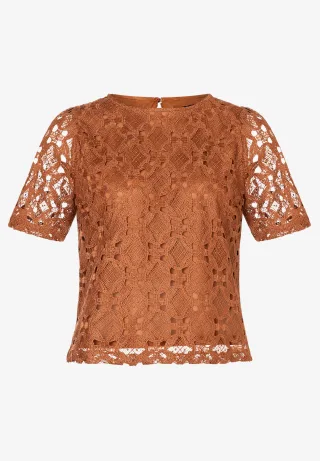 MORE & MORE - Spitzenbluse orange - Gr. - 40