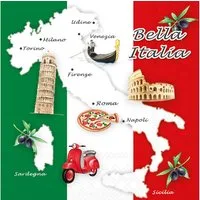 Ambiente Luxury Paper Products Papierserviette, Servietten Papier 33x33cm 3-lagig mit Bella-Italia-Motiv 20 Stück