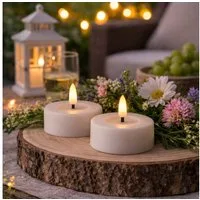 MARELIDA LED-Kerze LED Maxi Teelichter XL Jumbo Outdoor mit Timer D: 6,5cm weiß 2er Set (2-tlg)