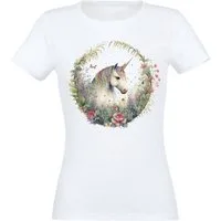 Banco T-Shirt Banco Unicorn T-Shirt mit Unicorn im Kranz Druck Damen Sommermode