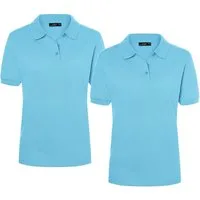 James & Nicholson Poloshirt Doppelpack Feines Damen Piqué-Poloshirt mit gestrickten Bündchen JN071 (Doppelpack, 2er-Pack) Sportlicher Schnitt mit Seitenschlitzen